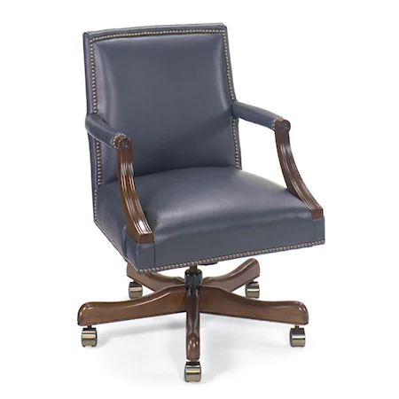 Leather Executive Swivel Chair with Nailhead Trim